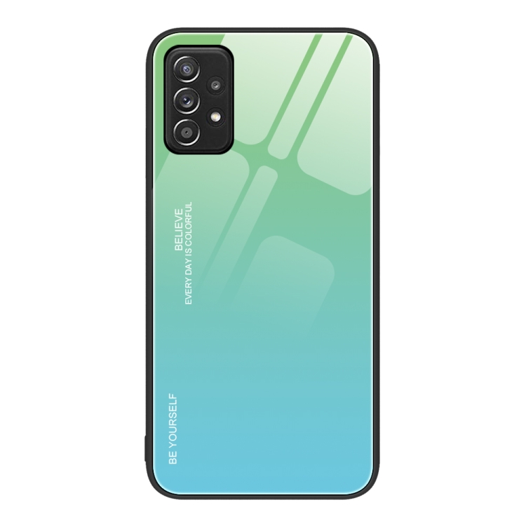 

For Samsung Galaxy A52 Gradient Color Glass Case(Green Cyan)