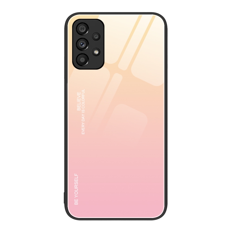 

For Samsung Galaxy A53 5G Gradient Color Glass Case(Yellow Pink)