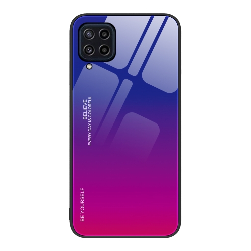 

For Samsung Galaxy M32 Gradient Color Glass Case(Purple Red)