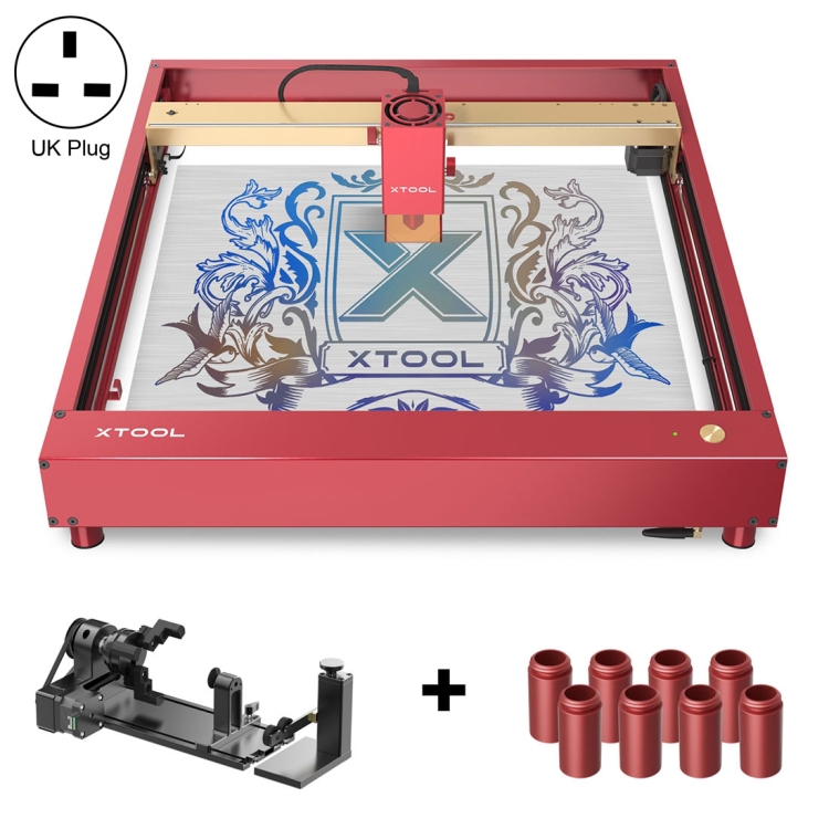 

XTOOL D1 Pro-20W High Accuracy DIY Laser Engraving & Cutting Machine + Rotary Attachment + Raiser Kit, Plug Type:UK Plug(Golden Red)