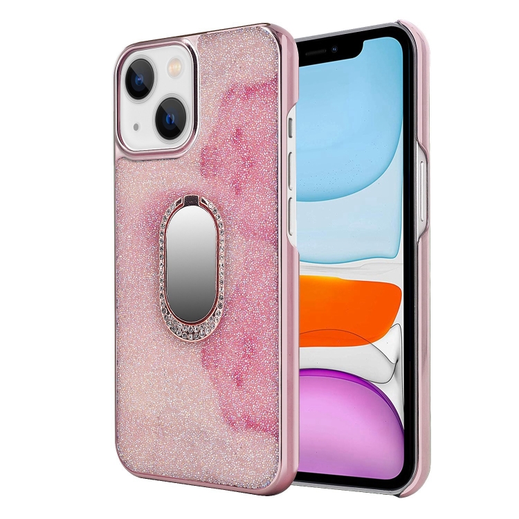

Diamond Ring Holder Phone Case For iPhone 14 Max(Pink)