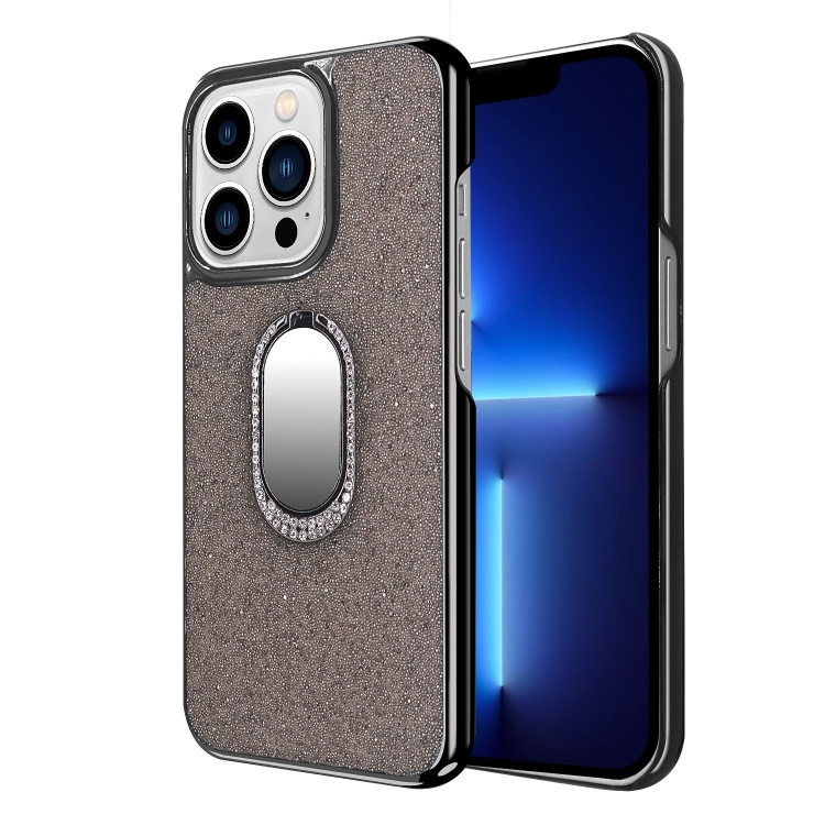 

Diamond Ring Holder Phone Case For iPhone 13 Pro Max(Dark Grey)