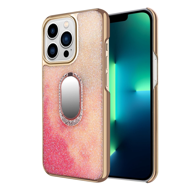 

Diamond Ring Holder Phone Case For iPhone 13 Pro(Pink Color)