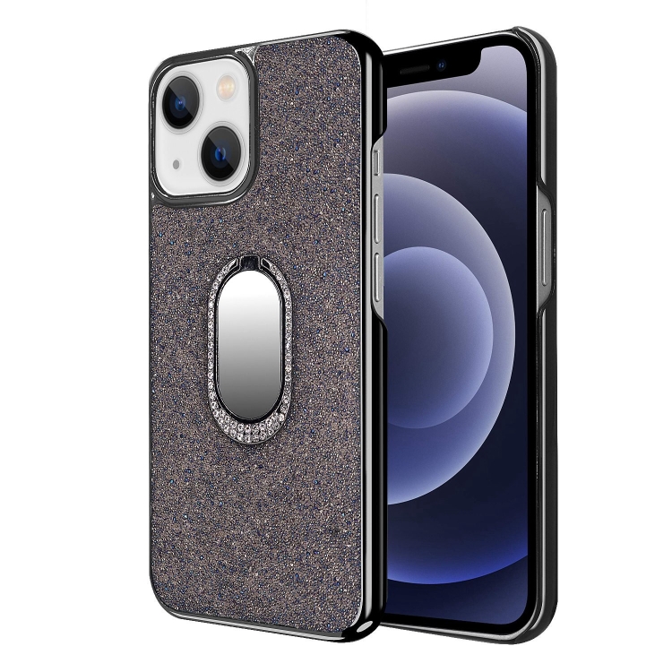 

Diamond Ring Holder Phone Case For iPhone 12 mini(Blue Black)
