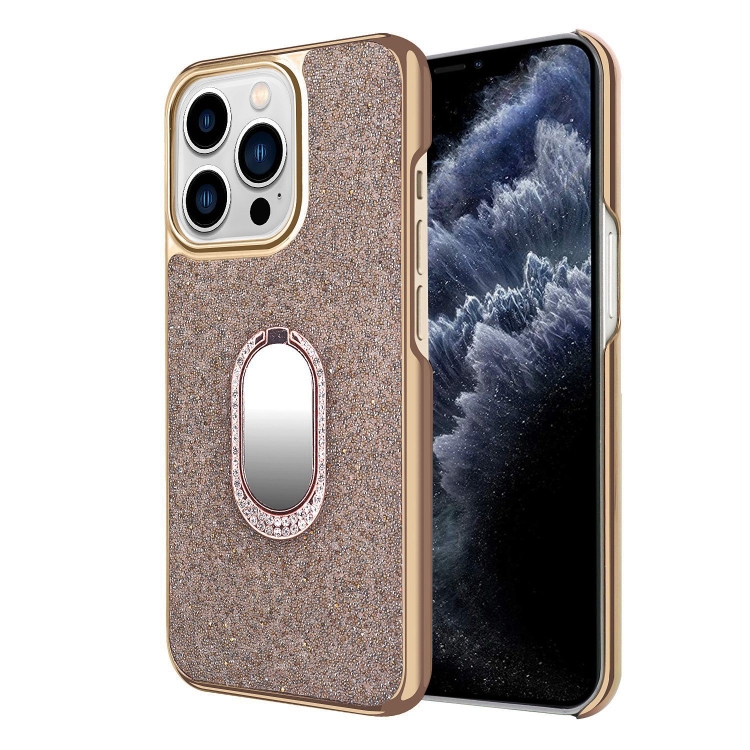 

Diamond Ring Holder Phone Case For iPhone 11 Pro Max(Gold)