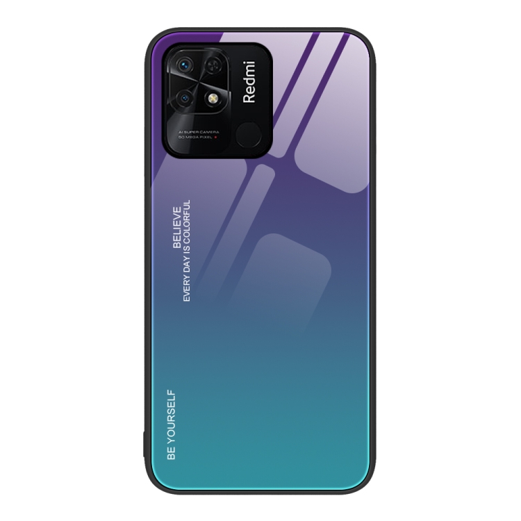 

For Xiaomi Redmi 10C Gradient Color Glass Case(Aurora Blue)