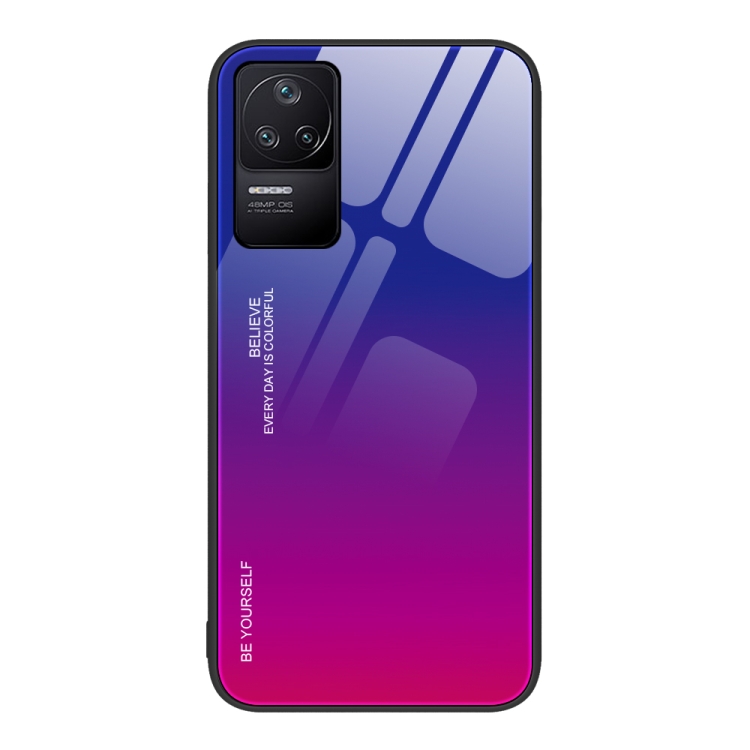 

For Xiaomi Redmi K40S Gradient Color Glass Case(Purple Red)