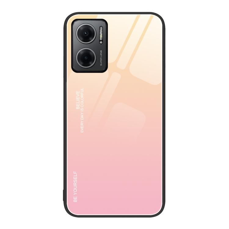 

For Xiaomi Redmi Note 11E Gradient Color Glass Case(Yellow Pink)