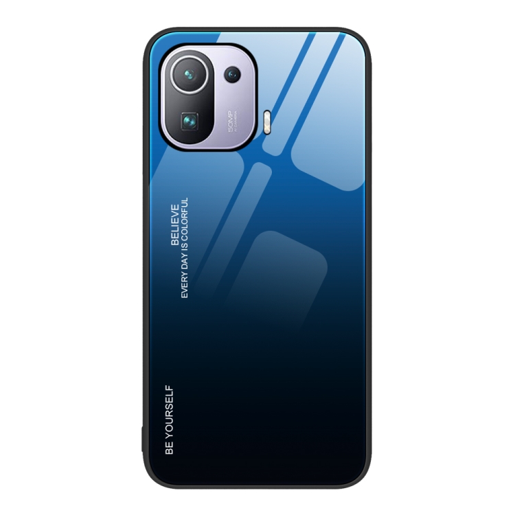 

For Xiaomi Mi 11 Pro Gradient Color Glass Case(Blue Black)