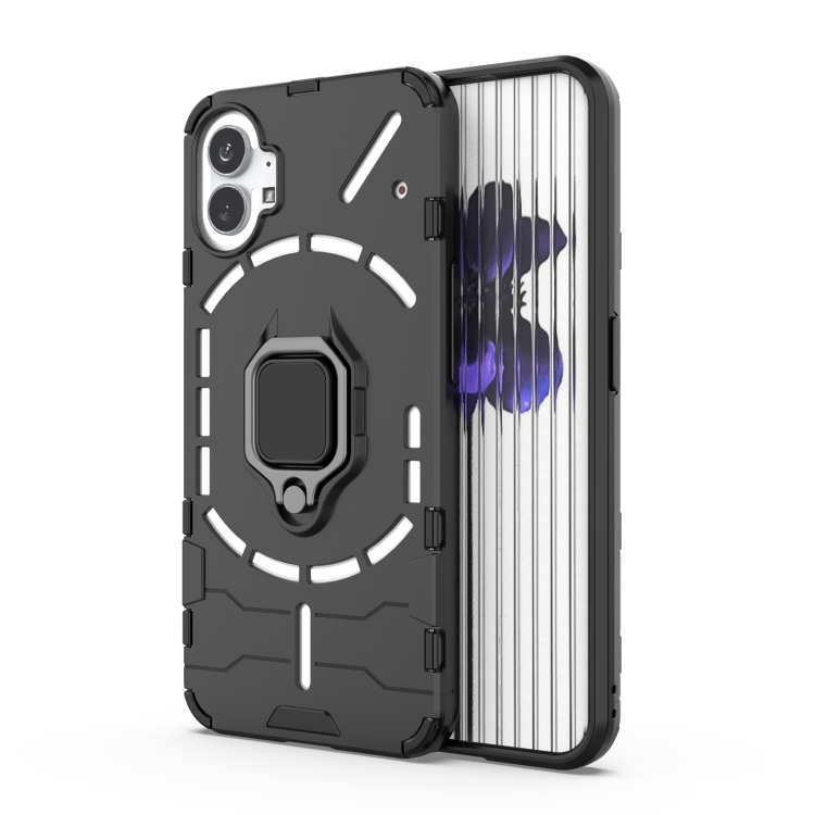

For Nothing Phone 1 PC + TPU Shockproof Protective Phone Case with Magnetic Ring Holder(Black)