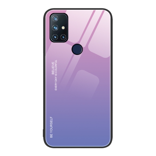 

For OnePlus Nord N10 5G Gradient Color Glass Case(Pink Purple)