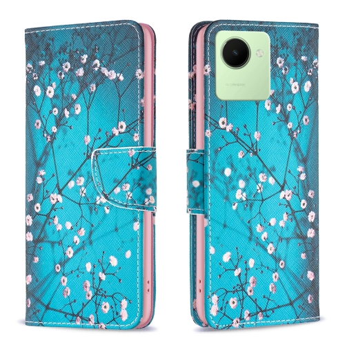 

For Realme C30 Colored Drawing Pattern Leather Phone Case(Plum Blossom)