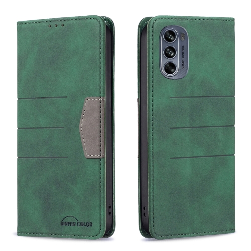 

For Motorola Moto G62 Magnetic Splicing Leather Phone Case(Green)