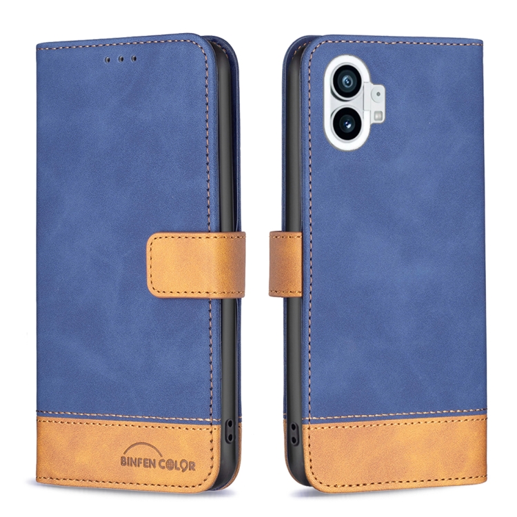 

For Nothing Phone 1 BF11 Color Matching Skin Feel Leather Phone Case(Blue)
