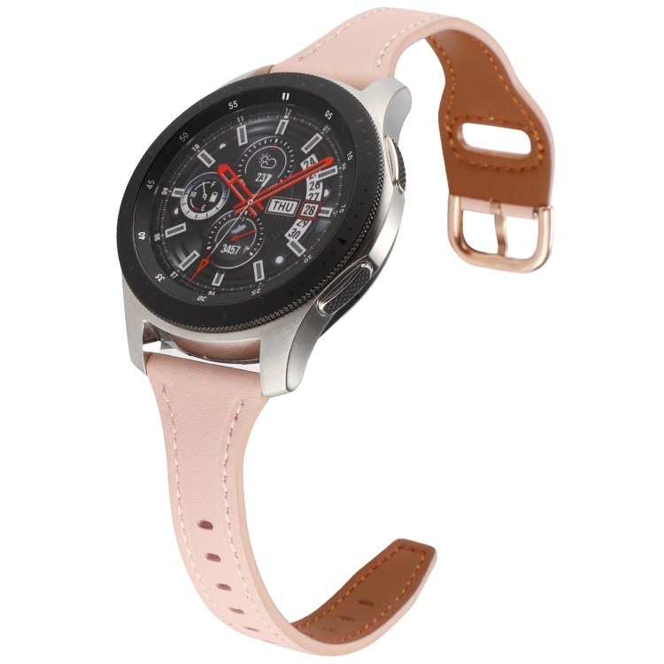 

For Samsung Galaxy Watch5 40mm 22mm T-shape Genuine Leather Watch Band(Brown+Black)