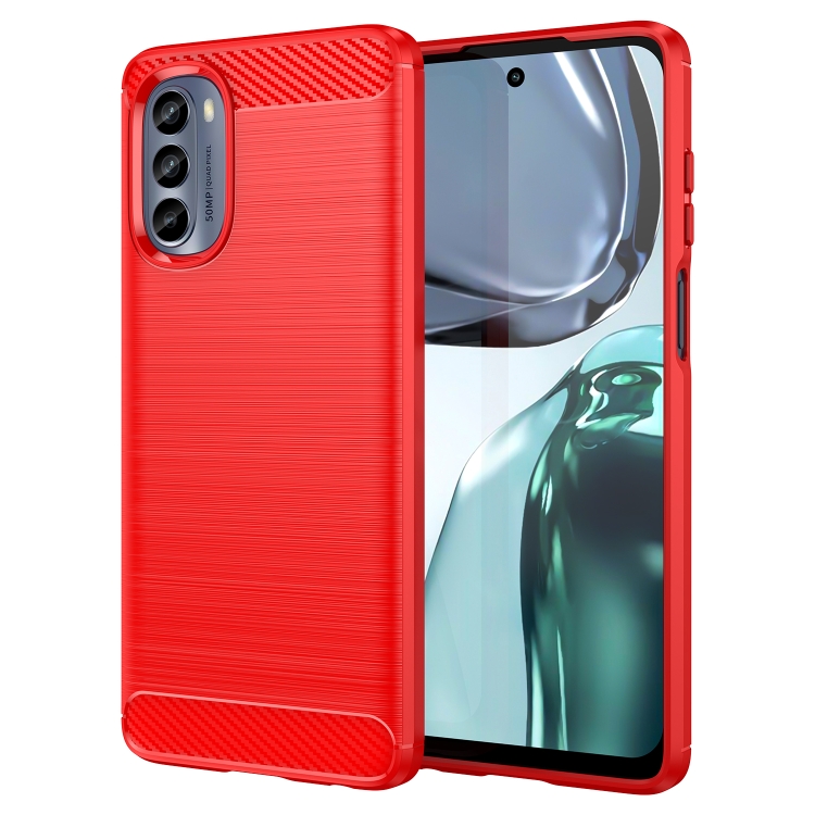 

For Motorola Moto G62 5G Brushed Texture Carbon Fiber TPU Phone Case(Red)