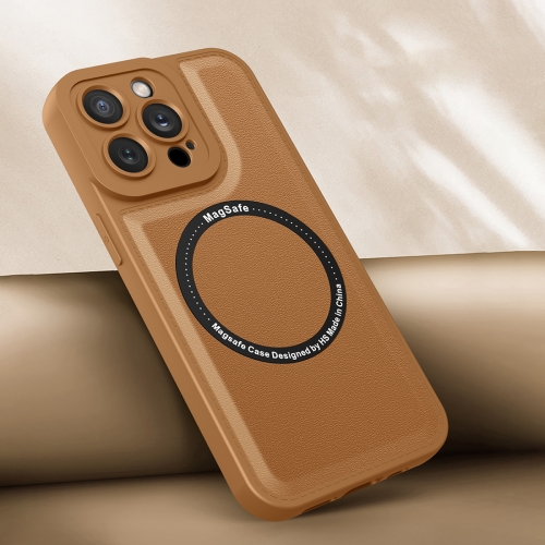 

For iPhone 12 Pro Magsafe Magnetic Plain Leather Phone Case(Brown)