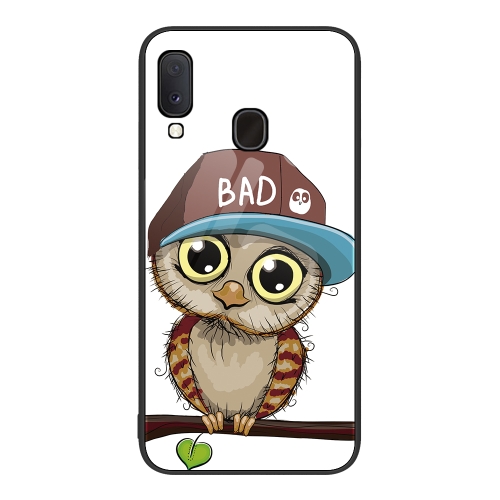 

For Samsung Galaxy A20e Colorful Painted Glass Phone Case(Owl)