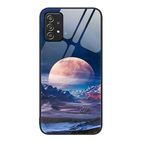 

For Samsung Galaxy A52 Colorful Painted Glass Phone Case(Moon Hill)