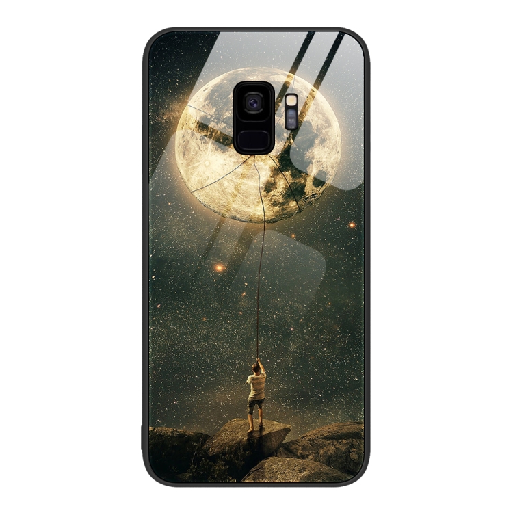 

For Samsung Galaxy S9+ Colorful Painted Glass Phone Case(Moon)