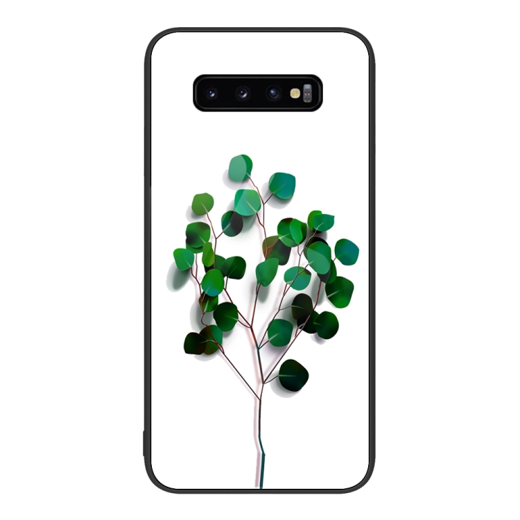 

For Samsung Galaxy S10+ Colorful Painted Glass Phone Case(Sapling)