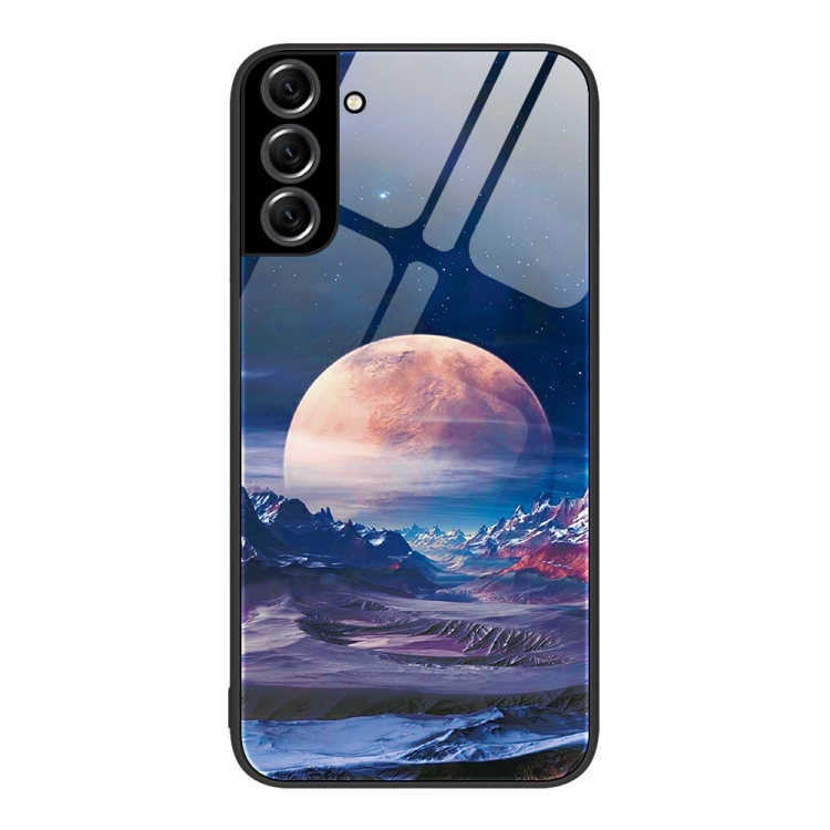 

For Samsung Galaxy S22+ 5G Colorful Painted Glass Phone Case(Moon Hill)