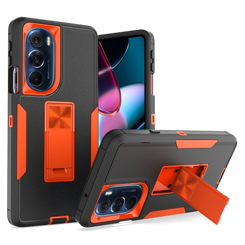 

For Motorola Edge+ 2022 Magnetic Holder Phone Case(Black + Orange)