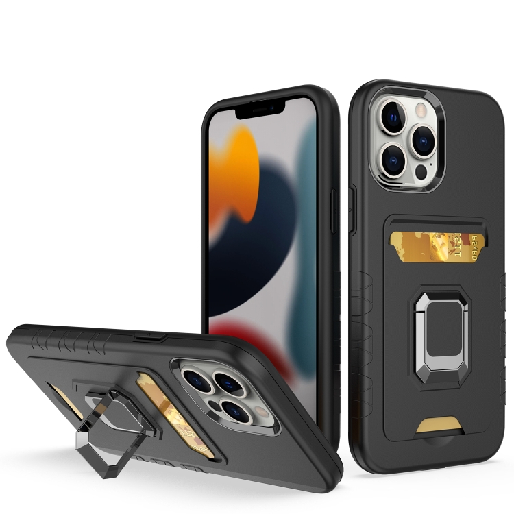 

Card Shield Magnetic Holder Phone Case For iPhone 13 Pro Max(Black)