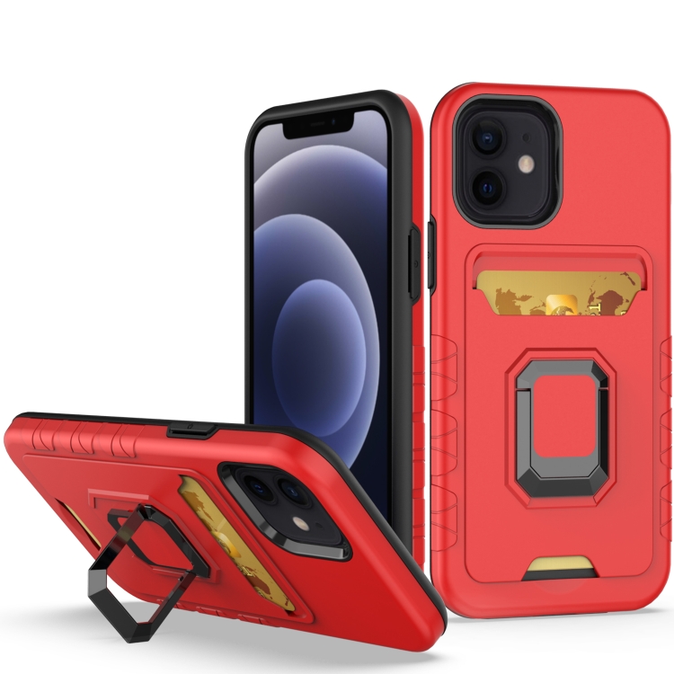 

Card Shield Magnetic Holder Phone Case For iPhone 12(Orange)