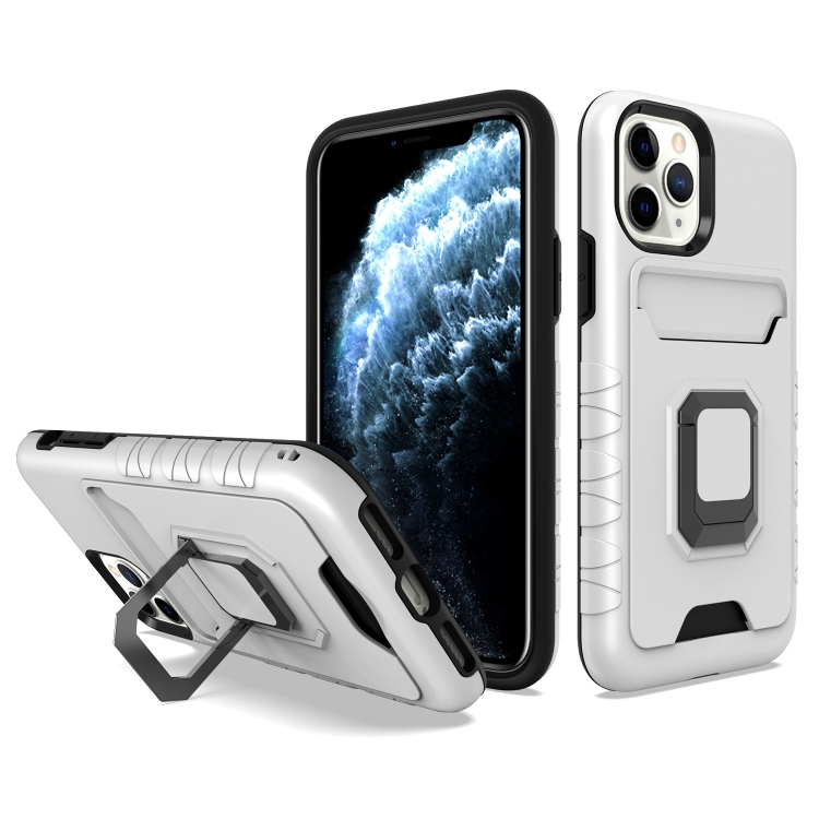 

Card Shield Magnetic Holder Phone Case For iPhone 11 Pro(Silver)