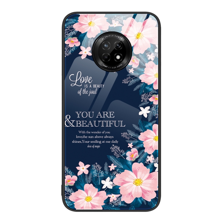 

For Huawei Enjoy 20 Plus 5G Colorful Painted Glass Phone Case(Flower)