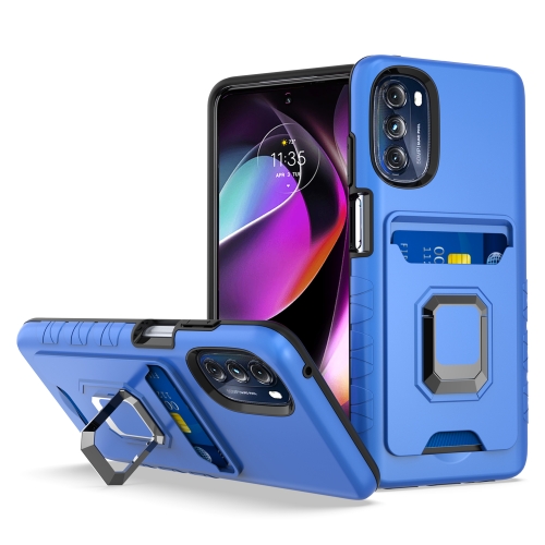 

For Motorola Moto G 5G Card Shield Magnetic Holder Phone Case(Royal Blue)