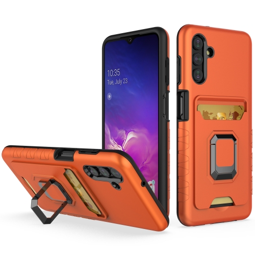 

For Samsung Galaxy A13 5G Card Shield Magnetic Holder Phone Case(Orange)