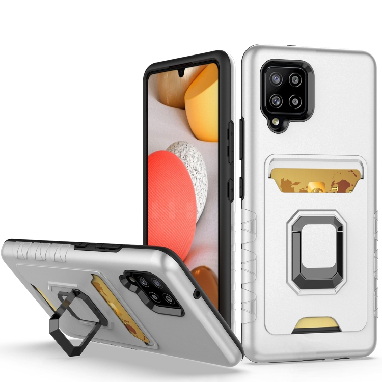 

For Samsung Galaxy A42 5G Card Shield Magnetic Holder Phone Case(Silver)