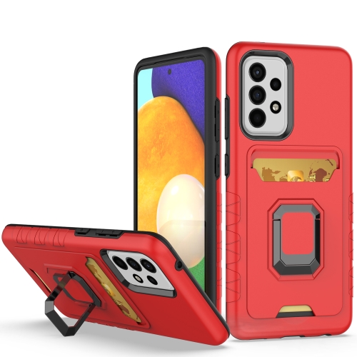 

For Samsung Galaxy A52 Card Shield Magnetic Holder Phone Case(Orange)