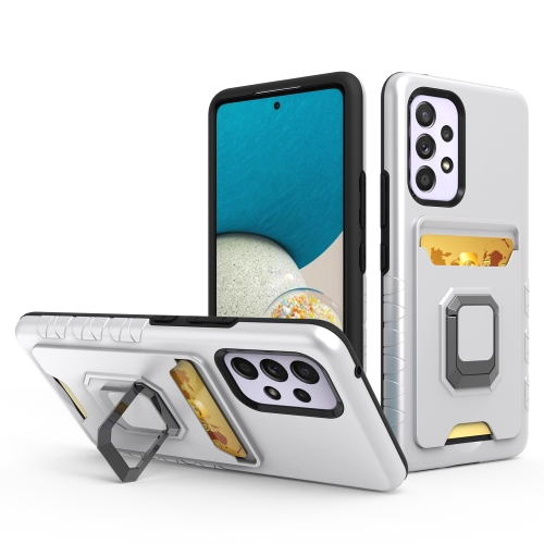 

For Samsung Galaxy A53 5G Card Shield Magnetic Holder Phone Case(Silver)