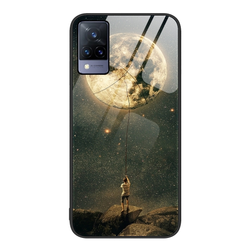 

For vivo V21 Colorful Painted Glass Phone Case(Moon)