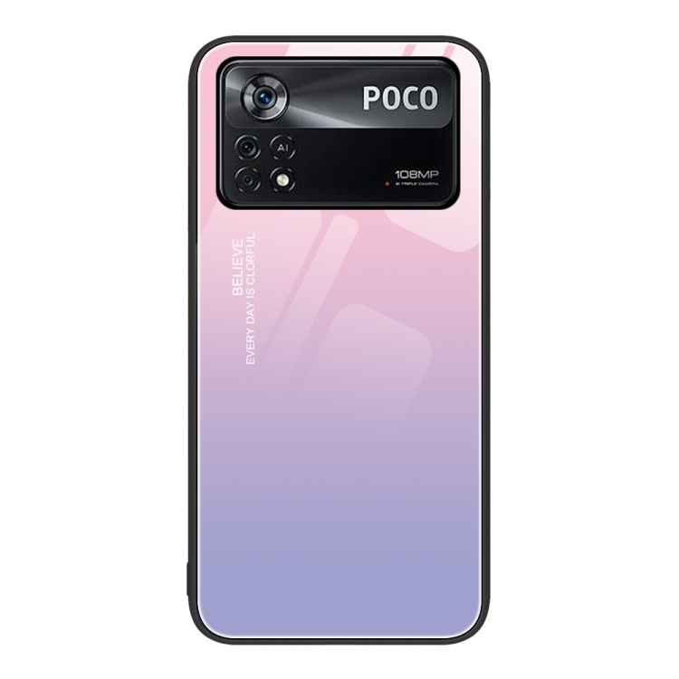 

For Xiaomi Poco X4 Pro 5G Colorful Painted Glass Phone Case(Purple Sky)