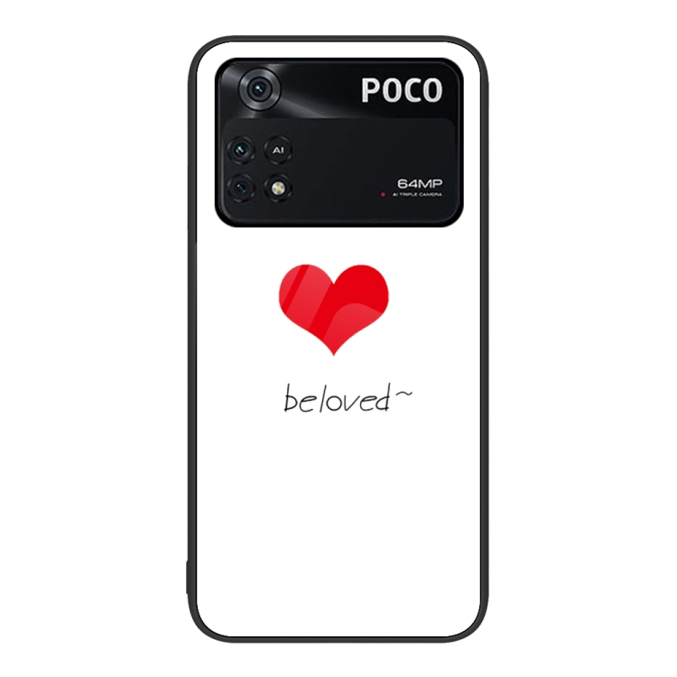 

For Xiaomi Poco M4 Pro Colorful Painted Glass Phone Case(Red Heart)