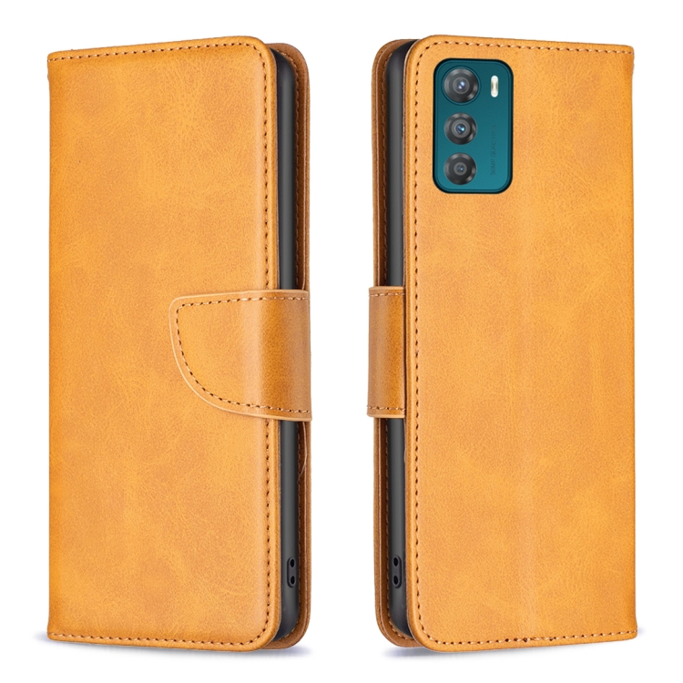 

For Motorola Moto G42 4G Lambskin Texture Leather Phone Case(Yellow)