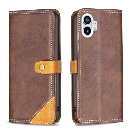 

For Nothing Phone 1 Color Matching Double Sewing Thread Leather Phone Case(Brown)