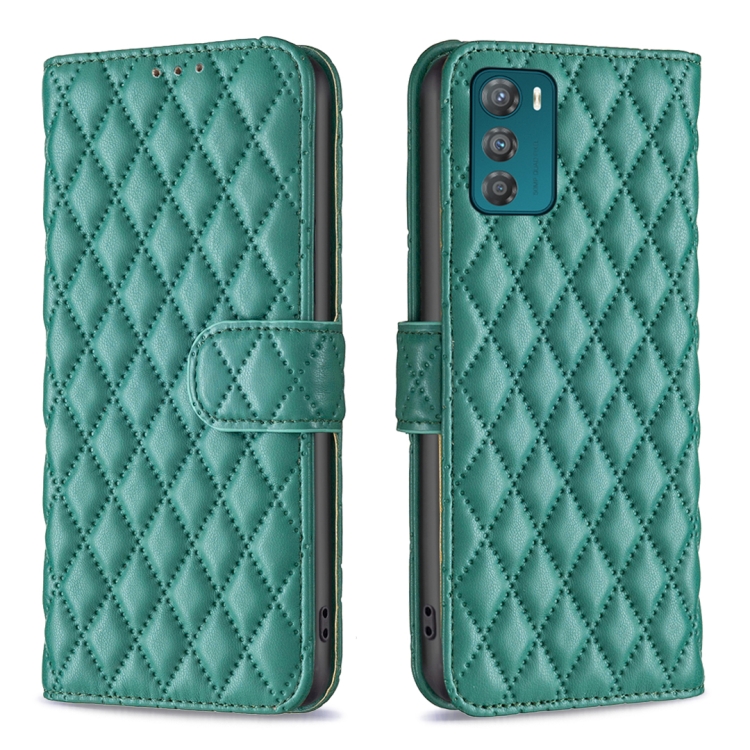 

For Motorola Moto G42 4G Diamond Lattice Wallet Leather Flip Phone Case(Green)