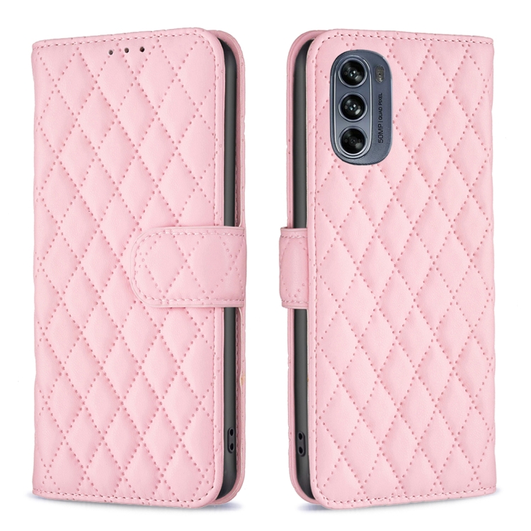 

For Motorola Moto G62 Diamond Lattice Wallet Leather Flip Phone Case(Pink)