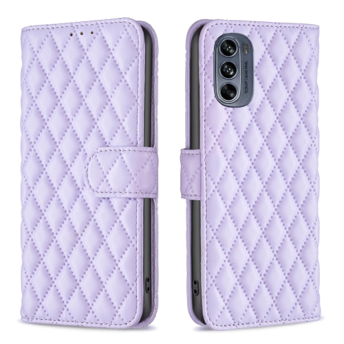 

For Motorola Moto G62 Diamond Lattice Wallet Leather Flip Phone Case(Purple)