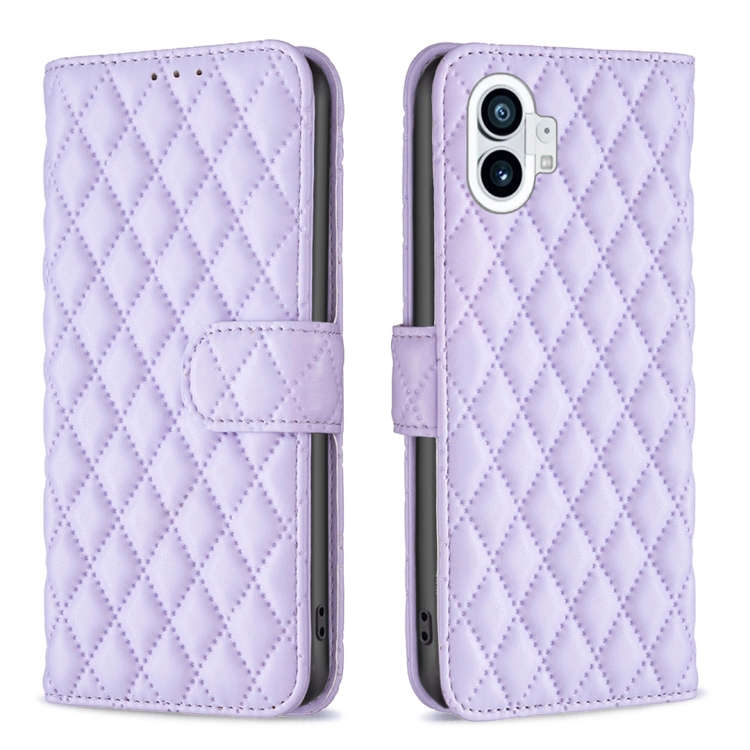 

For Nothing Phone 1 Diamond Lattice Wallet Leather Flip Phone Case(Purple)