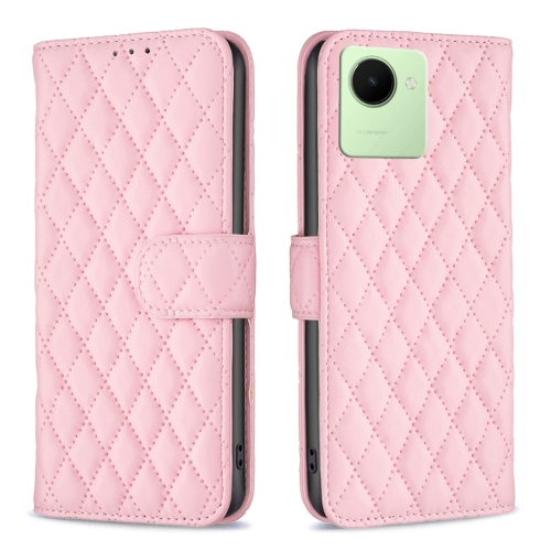 

For Realme C30 Diamond Lattice Wallet Leather Flip Phone Case(Pink)