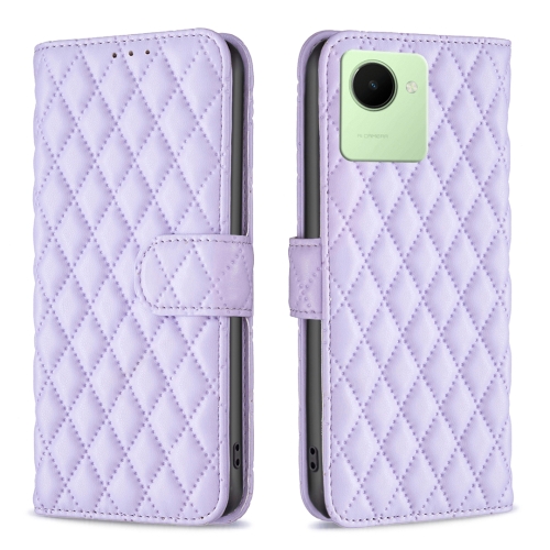 

For Realme C30 Diamond Lattice Wallet Leather Flip Phone Case(Purple)