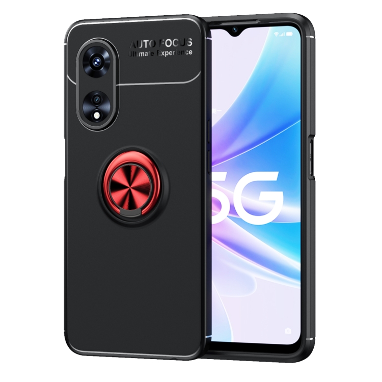 

For OPPO A97 5G Metal Ring Holder TPU Phone Case(Black+Red)