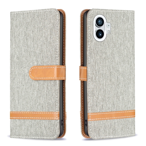 

For Nothing Phone 1 Color Matching Denim Texture Leather Phone Case(Grey)