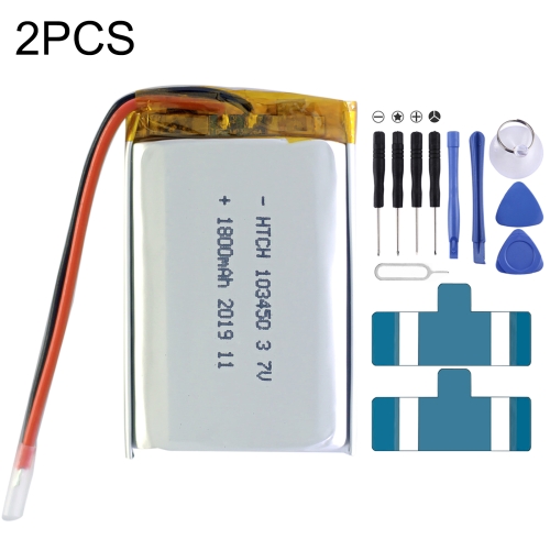 

2 PCS Li-Polymer Battery Replacement 103450 1800mAh, Important note: For lithium batteries, only secure shipping ways to European Union (27 countries), UK, Australia, Japan, USA, Canada are available